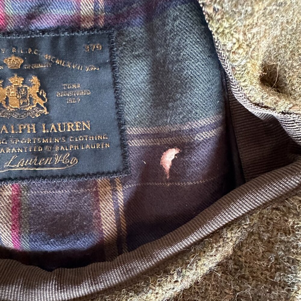 VTG Polo Ralph Lauren Green Brown Windowpane Gents Tweed Cabbie Newboy Hat S/M - Picture 9 of 14